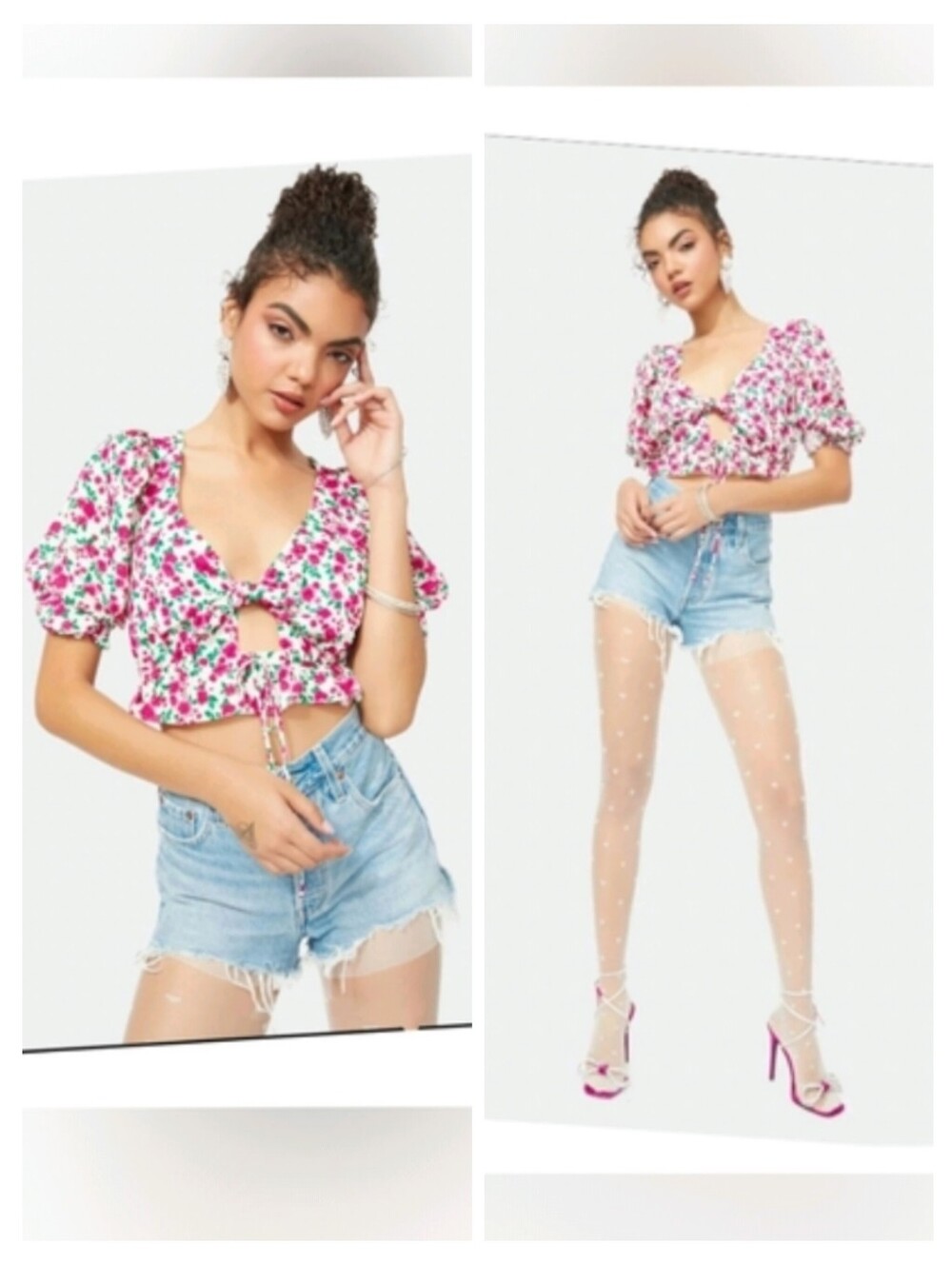 For Love & Lemons Petal Floral Crop Blouse